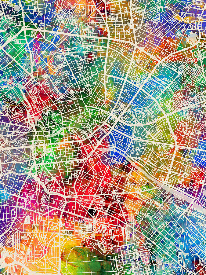 Berlin Germany City Map Digital Art by Michael Tompsett