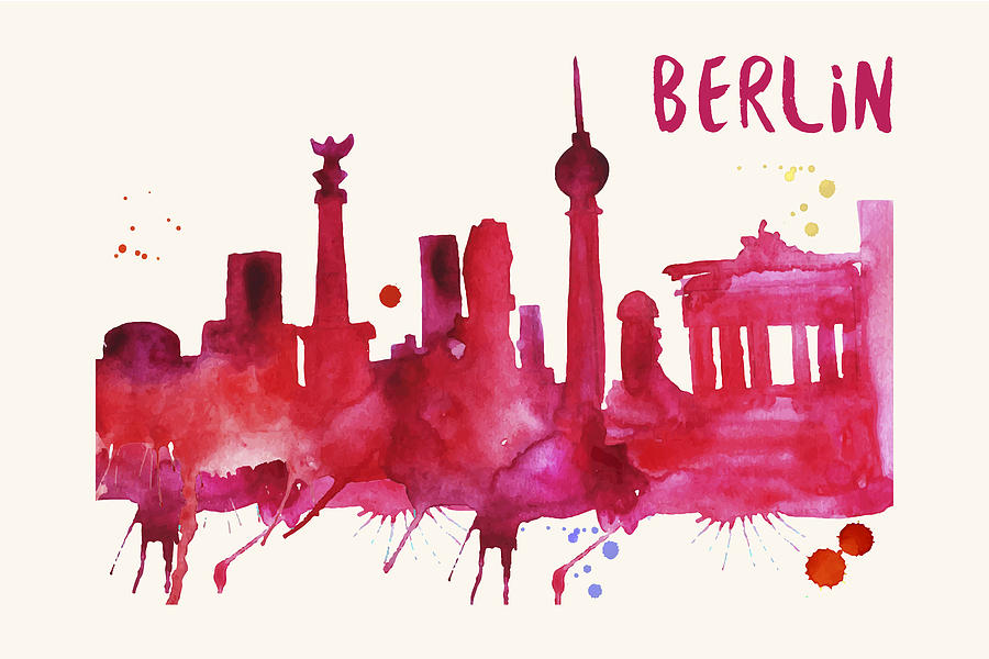 Berlin Skyline Watercolor Poster - Cityscape Painting Artwork Painting by Beautify My Walls