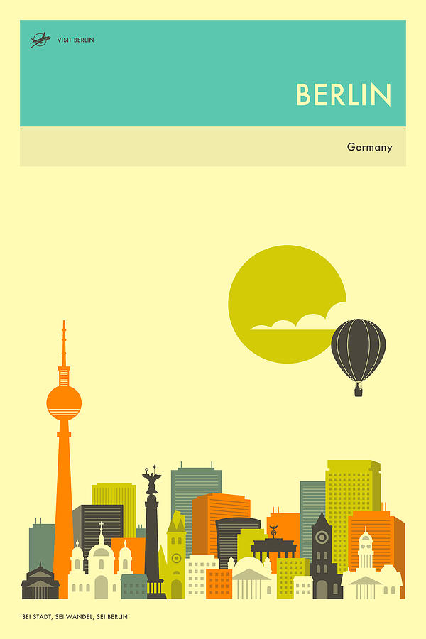 Berlin Digital Art - Berlin Travel Poster by Jazzberry Blue