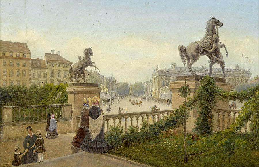 Berlin view of the Linden Painting by Wilhelm Bruecke - Fine Art America