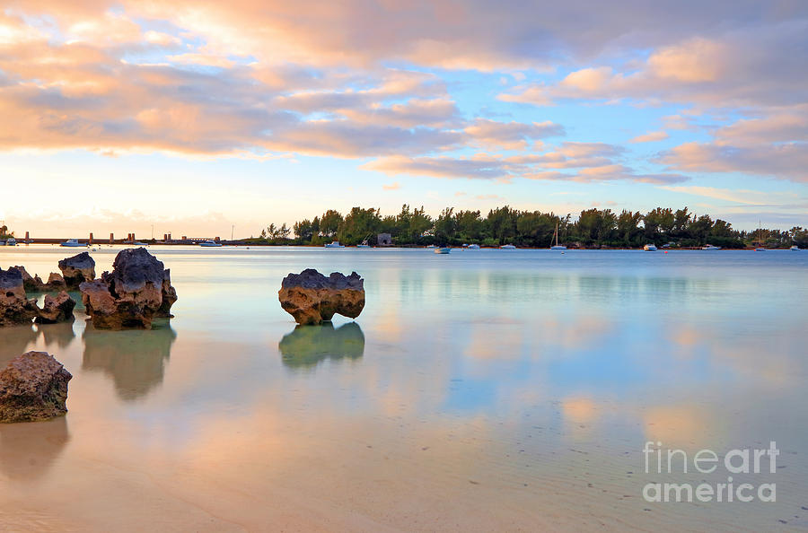 Bermuda Beach Sunset Reflections Photograph by Charline Xia
