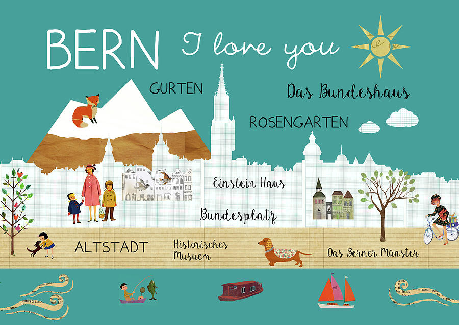 Bern I love you Mixed Media by Claudia Schoen