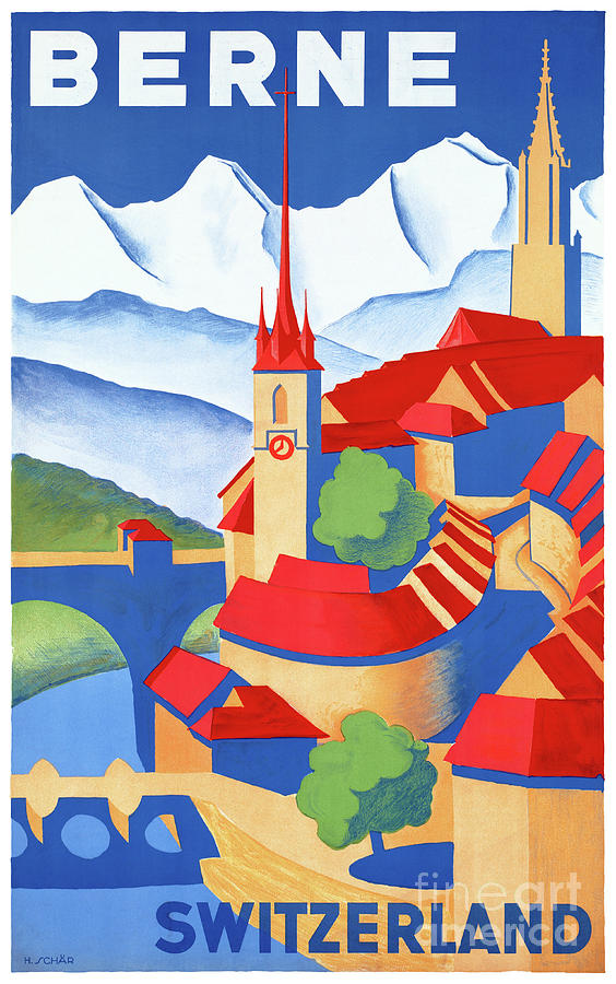Vintage Mixed Media - Bern Switzerland Vintage Travel Poster Restored by Vintage Treasure