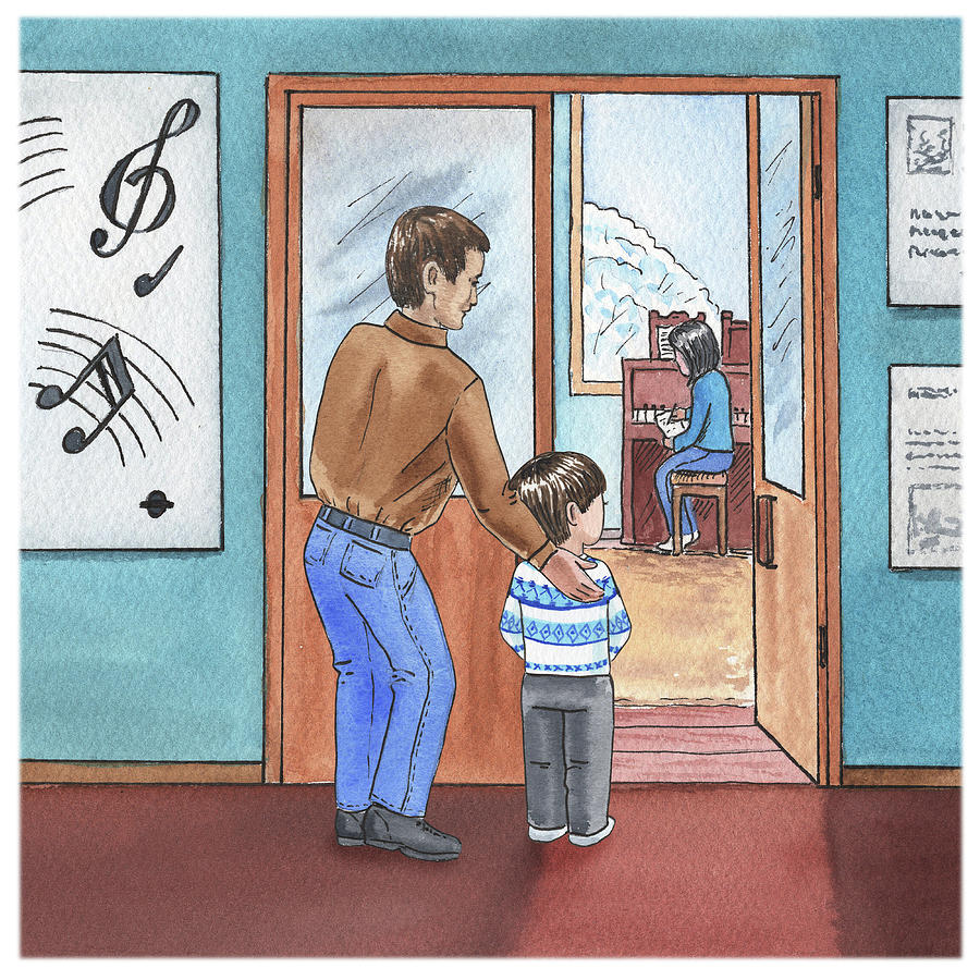 Bernard Goes To Music School Painting by Irina Sztukowski