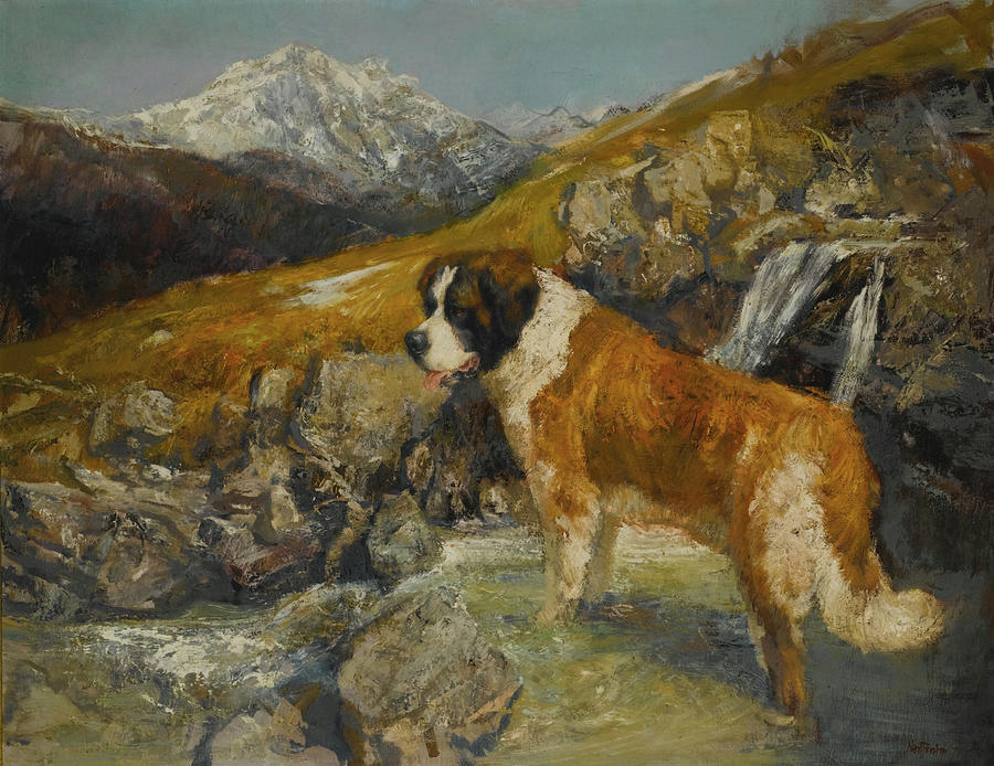 Bernard In A Mountainous Landscape Painting by MotionAge Designs