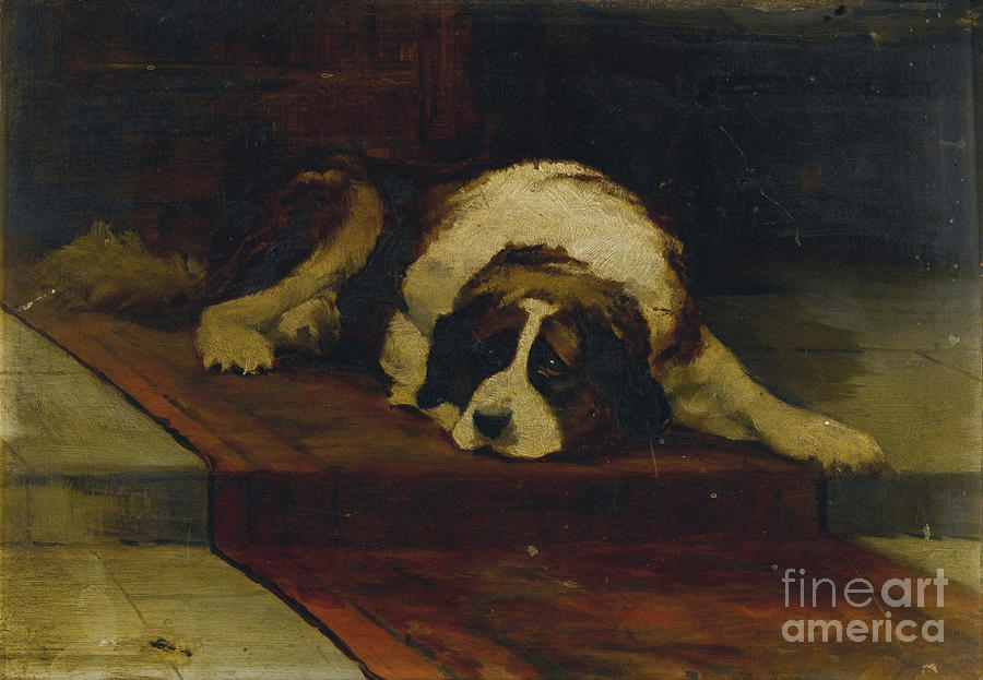 Bernard Lying On A Runner Painting by MotionAge Designs