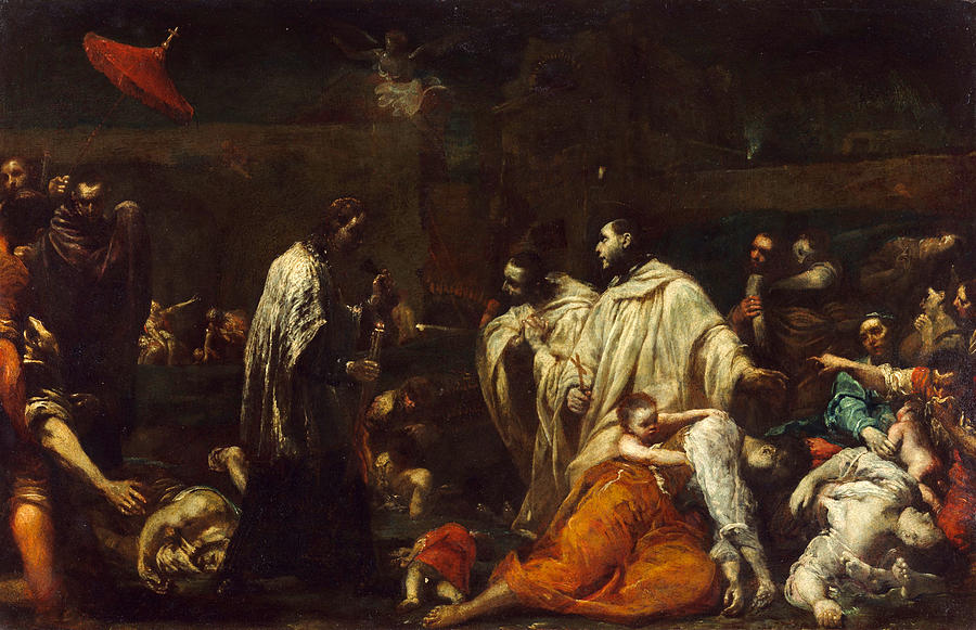 Bernard Tolomei and the Plague in Siena Painting by Giuseppe Maria Crespi