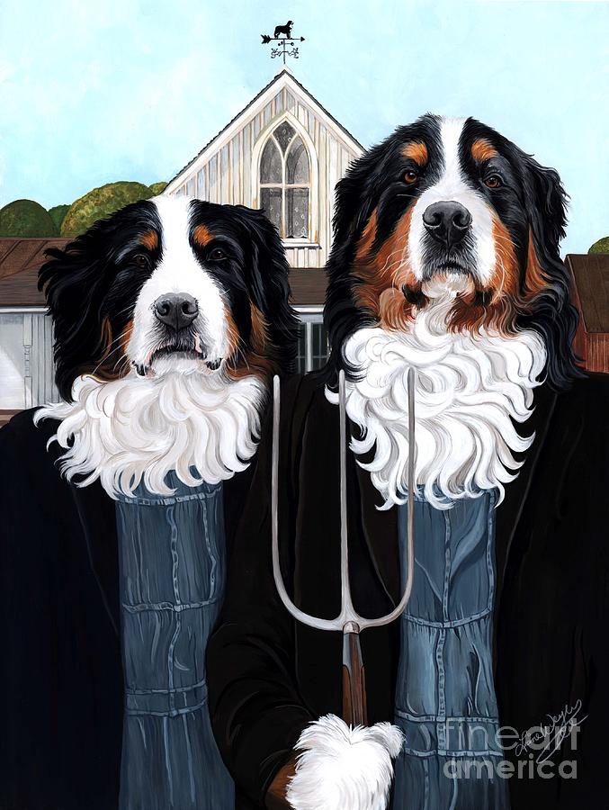 Berner Painting - Berner Gothic - Bernese Mountain Dog by Liane Weyers