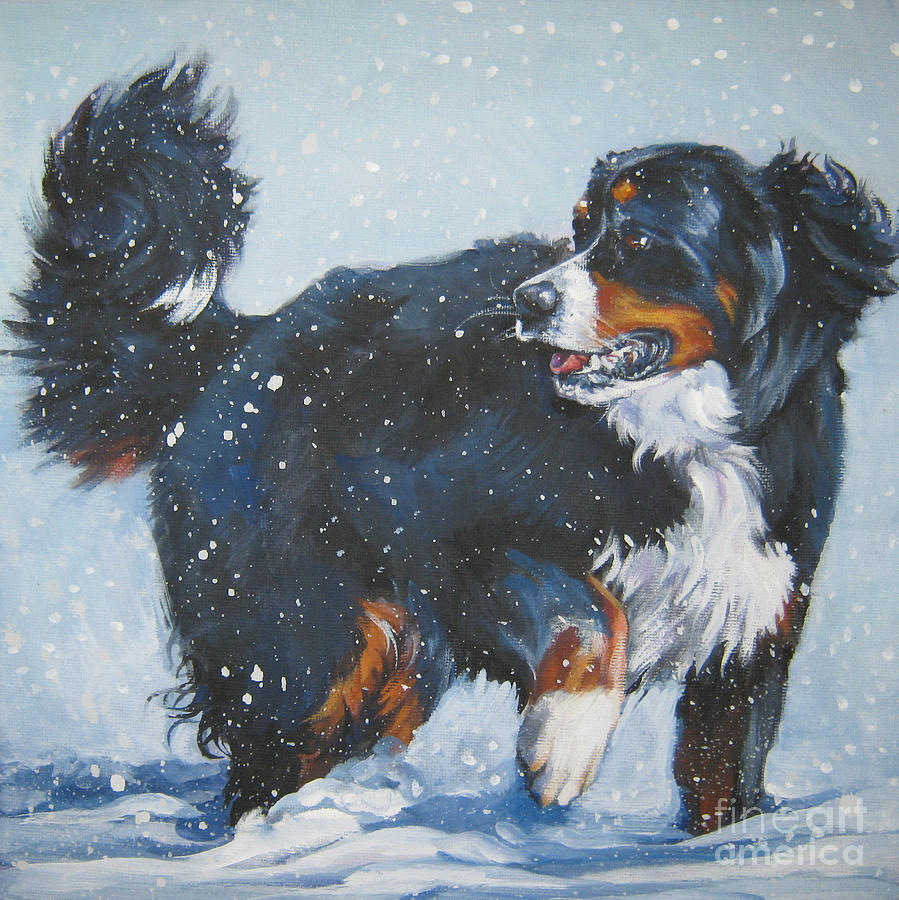 Bernese Mountain Dog in drift Painting by Lee Ann Shepard