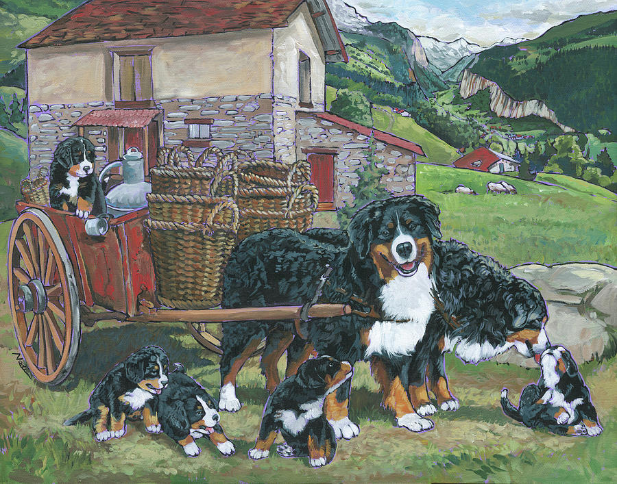 Bernese Mountain Dog Painting by Nadi Spencer