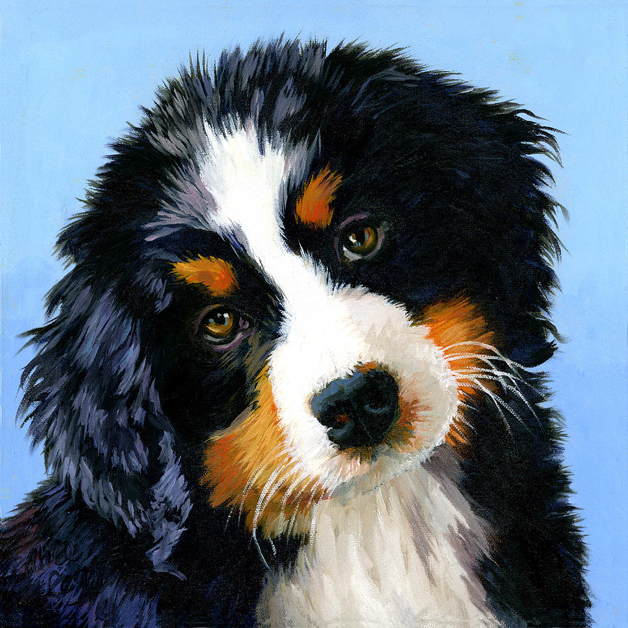 Bernese Mountain Puppy Painting by Alice Leggett