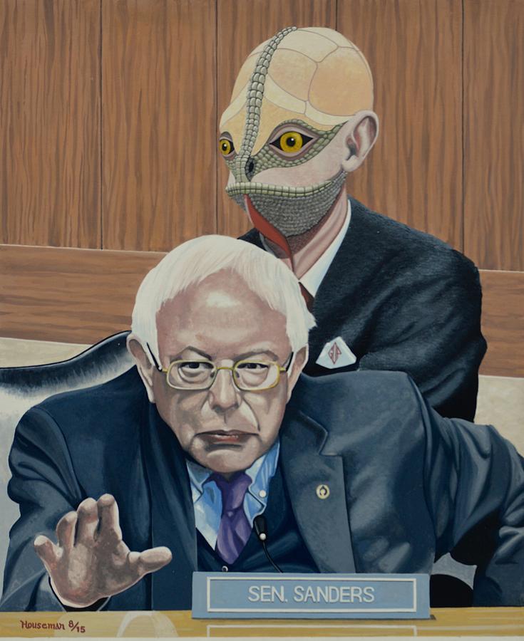 Portrait Painting - Bernie And The Reptilian by John Houseman