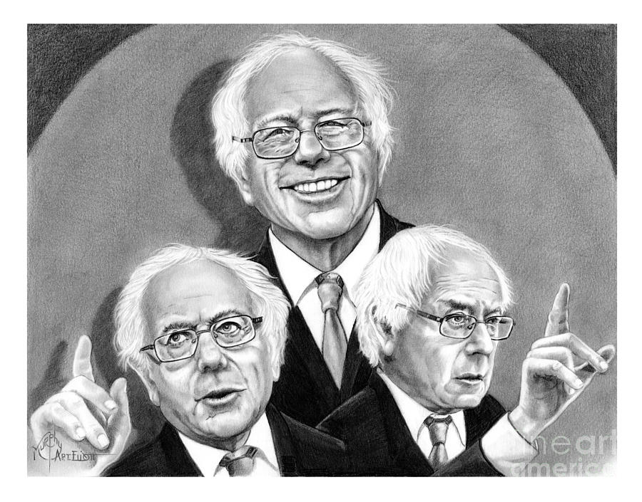Portrait Drawing - Bernie Sanders-Murphy Elliott by Murphy Elliott