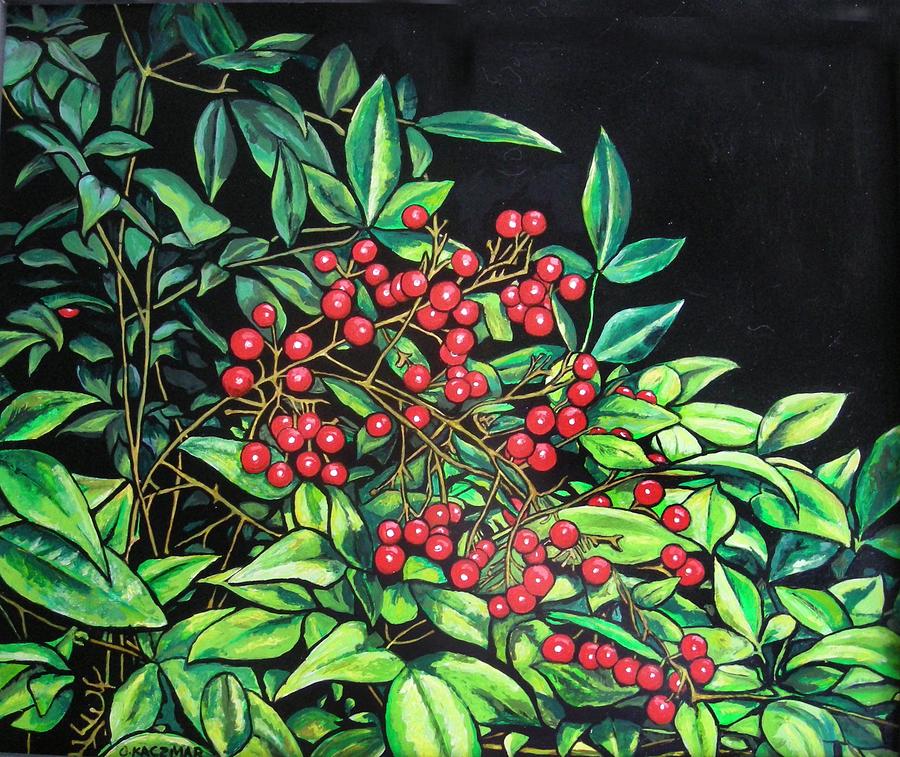 Berries - Pyracantha Painting by Olga Kaczmar