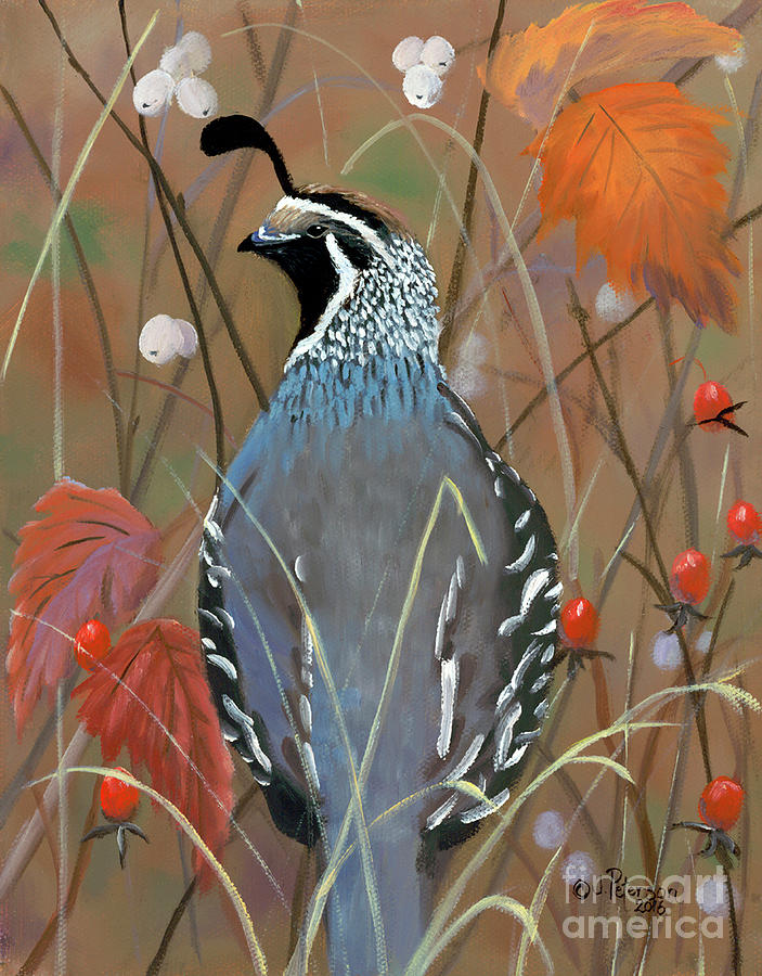 Berries and Quail Painting by Julie Peterson