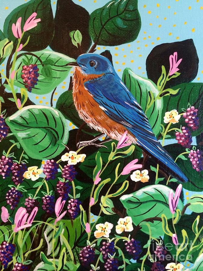 Berry Bluebird Painting by Jennifer Lake