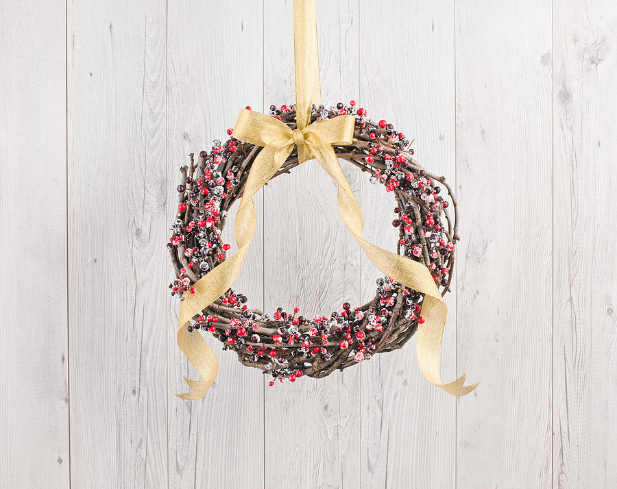 Christmas Photograph - Berry decorated wreath by U Schade