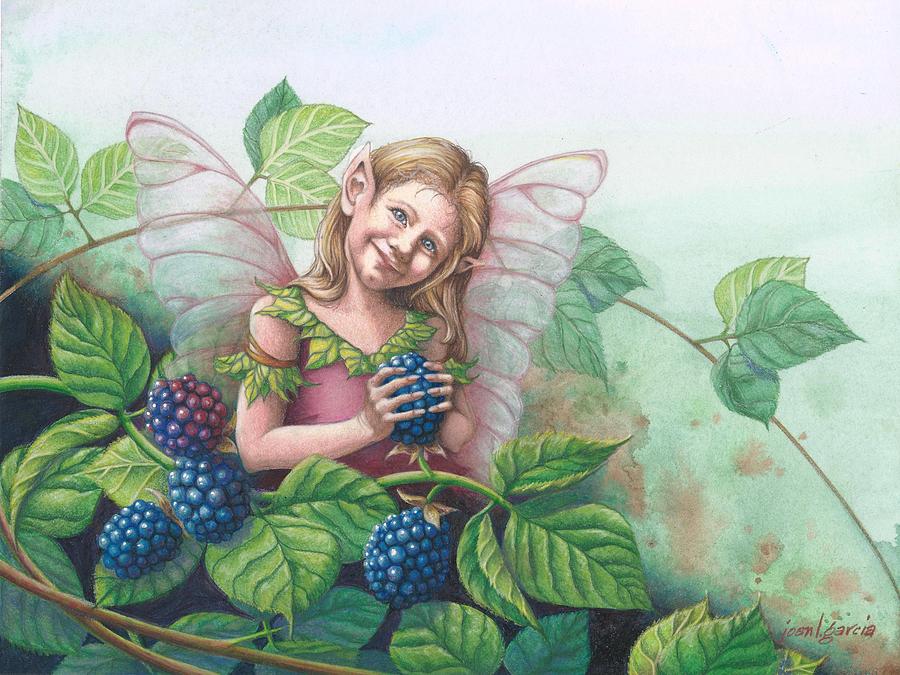 Blackberry Fairie Drawing by Joan Garcia