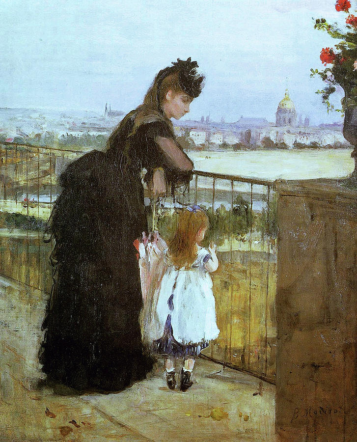 Berthe Morisot, Femme et enfant au balcon Painting by Berthe Morisot