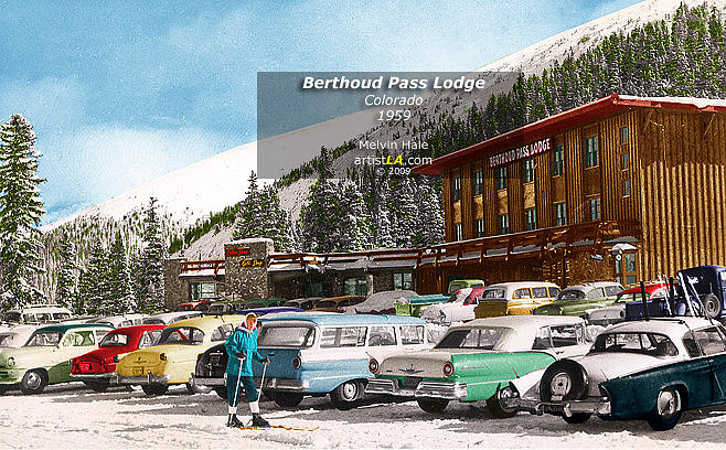 Vintage Painting - Berthoud Pass Lodge Colorado circa 1959 by Melvin Hale