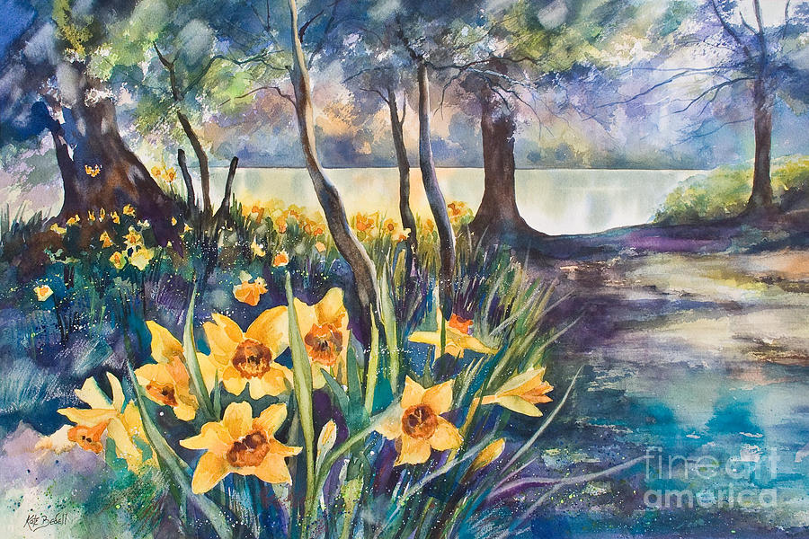Beside the Lake Beneath the Trees. Painting by Kate Bedell