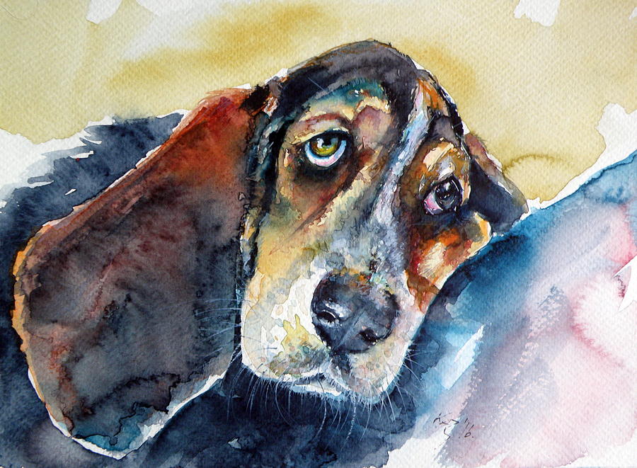 Besset hound Painting by Kovacs Anna Brigitta