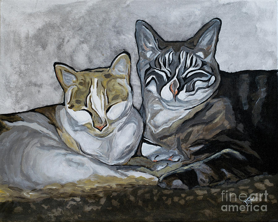 Cat Painting - Best Buddies by Jackie MacNair
