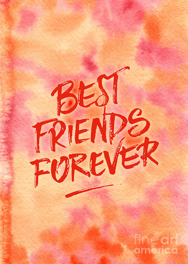 Best Friends Forever Handpainted Abstract Watercolor Pink Orange Painting by Beverly Claire Kaiya
