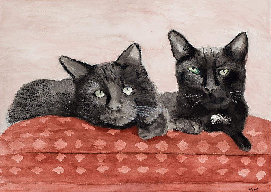 Cat Painting - Best Friends by Marcella Morse