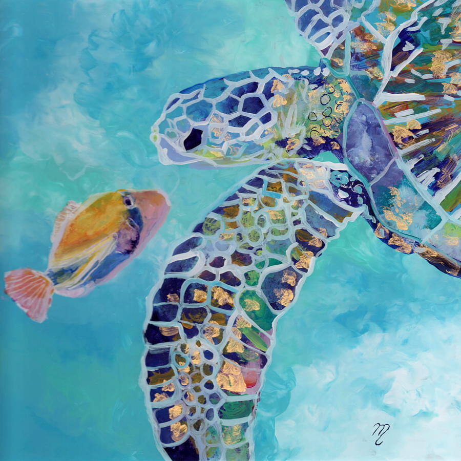 Turtle Painting - Best Friends by Marionette Taboniar