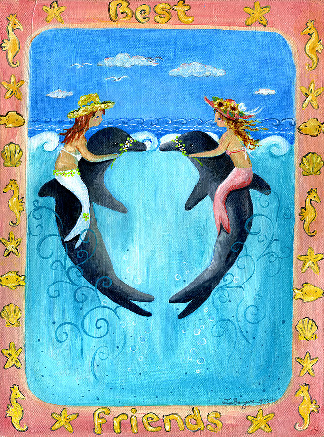 Dolphin Painting - Best Friends by Theresa LaBrecque