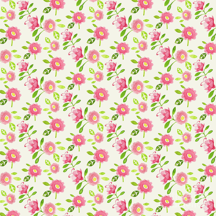 Best Mum Ever Floral Repeat Pink Rose on Cream Digital Art by MGL Meiklejohn Graphics Licensing