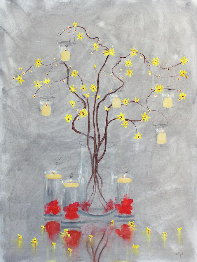 Flower Painting - Best Wedding Gift Romance Tree by Ken Figurski
