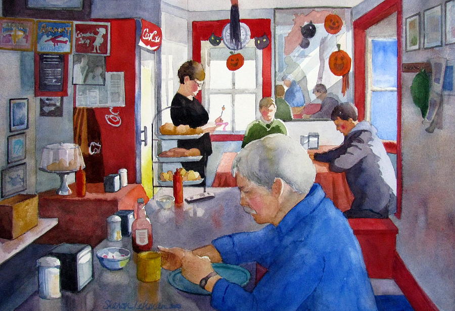 Bethanys Airport Diner II Painting by Sharon Lehman