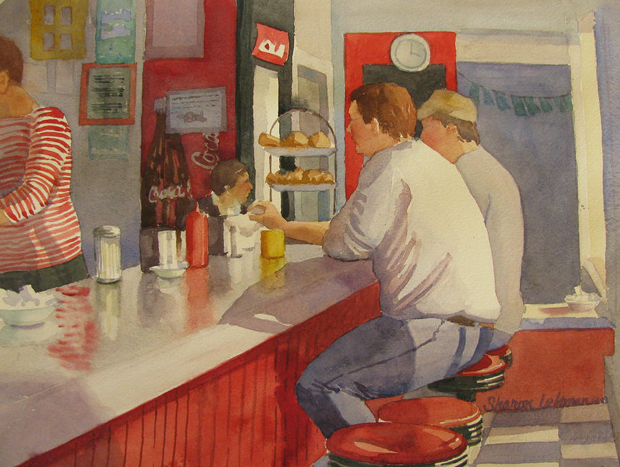 Bethanys Airport Diner Painting by Sharon Lehman