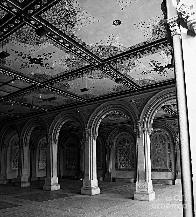 Central Park Photograph - Bethesda Terrace Arcade in Central Park - BW by James Aiken