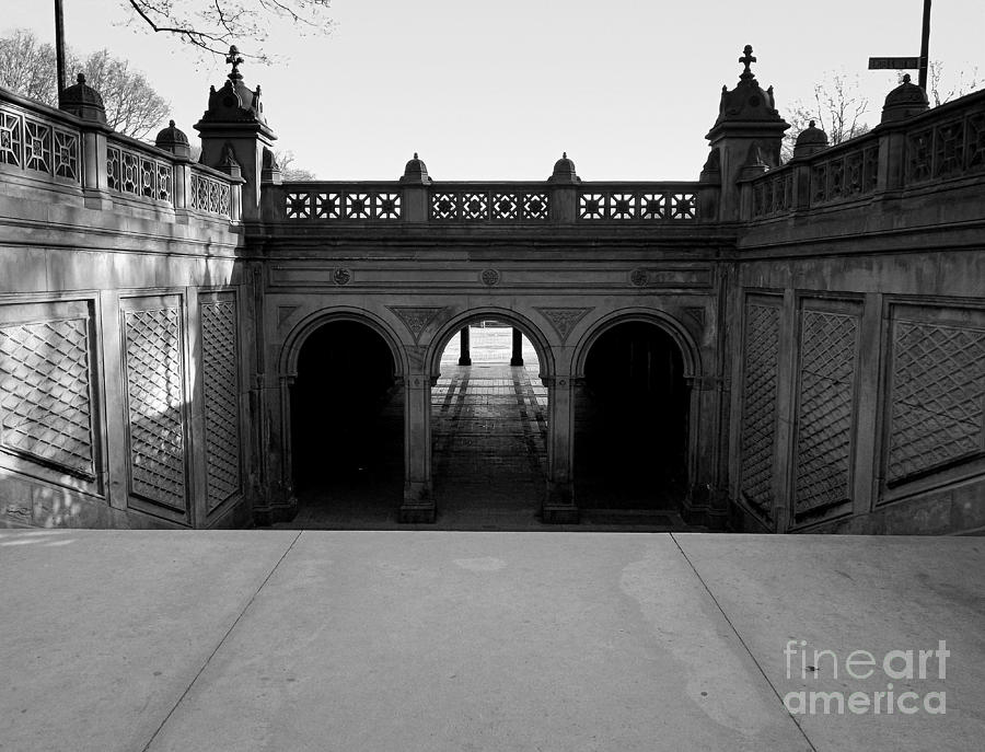 Bethesda Terrace in Central Park - BW Photograph by James Aiken