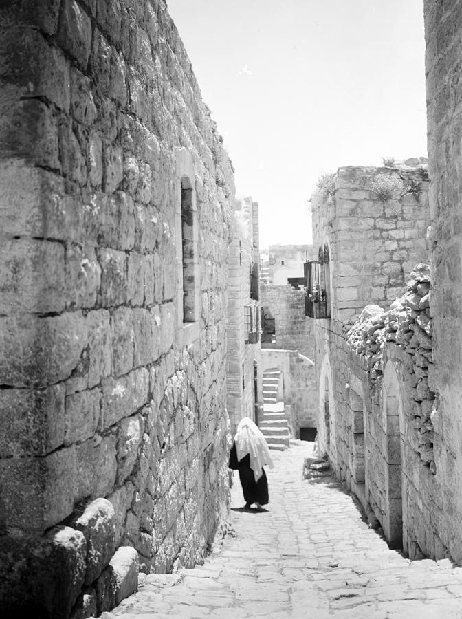 Bethlehem - Old Woman Walking 1933 Photograph by Munir Alawi