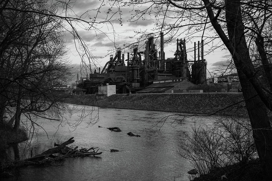 Black And White Photograph - Bethlehem Steel BW by Jennifer Ancker