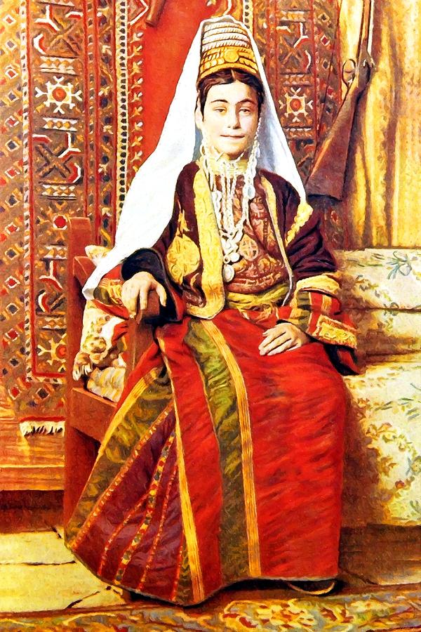 Bethlehem Traditional Dress Painting by Munir Alawi
