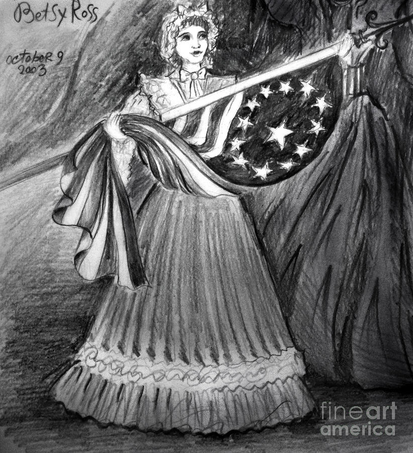Betsy Ross with 1st US Flag Drawing by Sofia Goldberg Pixels