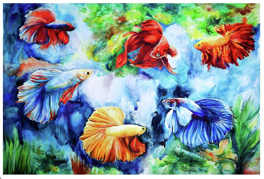 Betta's movements Painting by Jongdee Thongkam - Fine Art America