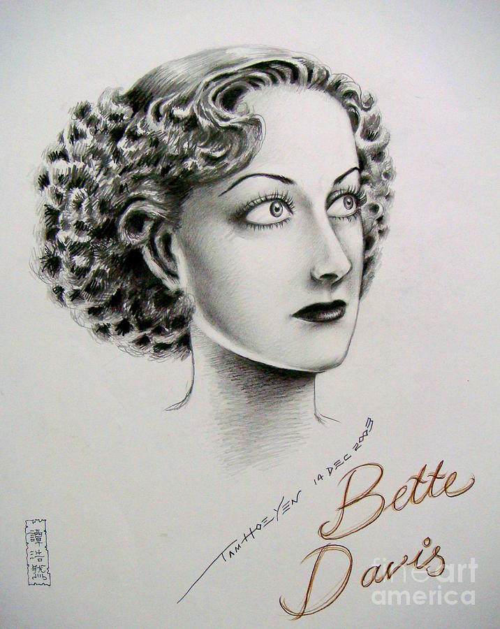 Bette Davis Drawing By Hoe Yen Tam