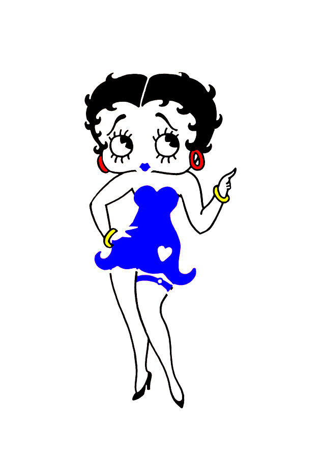 Betty Boop Blue Dress Mixed Media by Charlie Ross