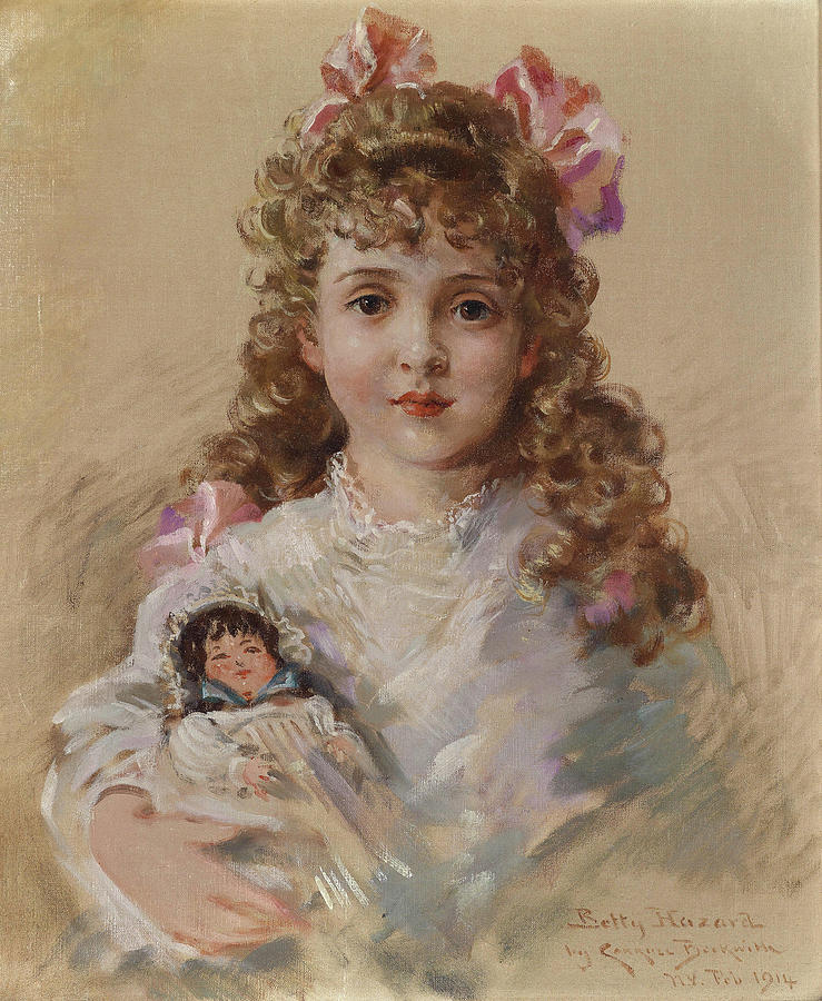 Betty Hazard with her favourite doll Painting by James Carroll Beckwith