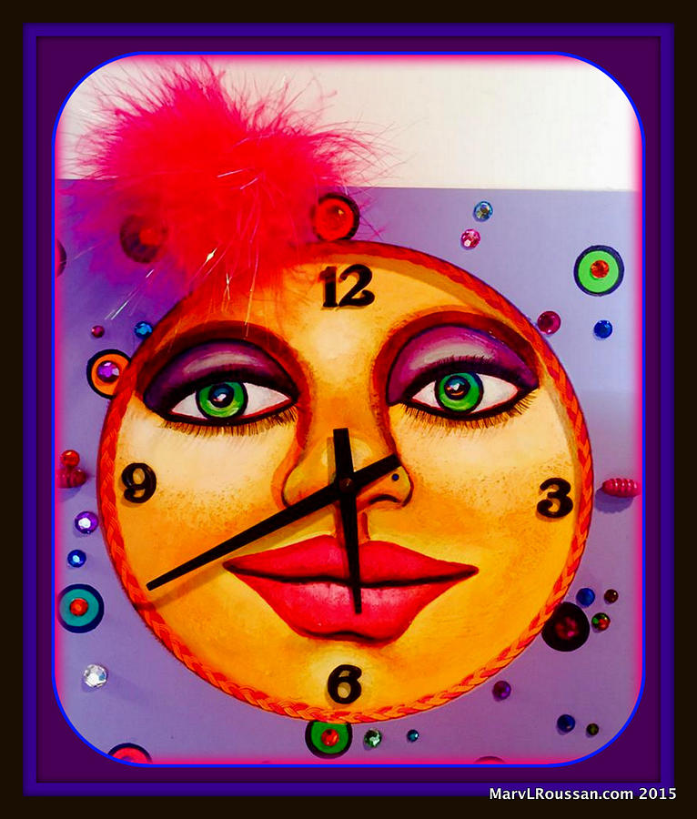 SOLD Betty the Bedazzled Clock SOLD Mixed Media by MarvL Roussan