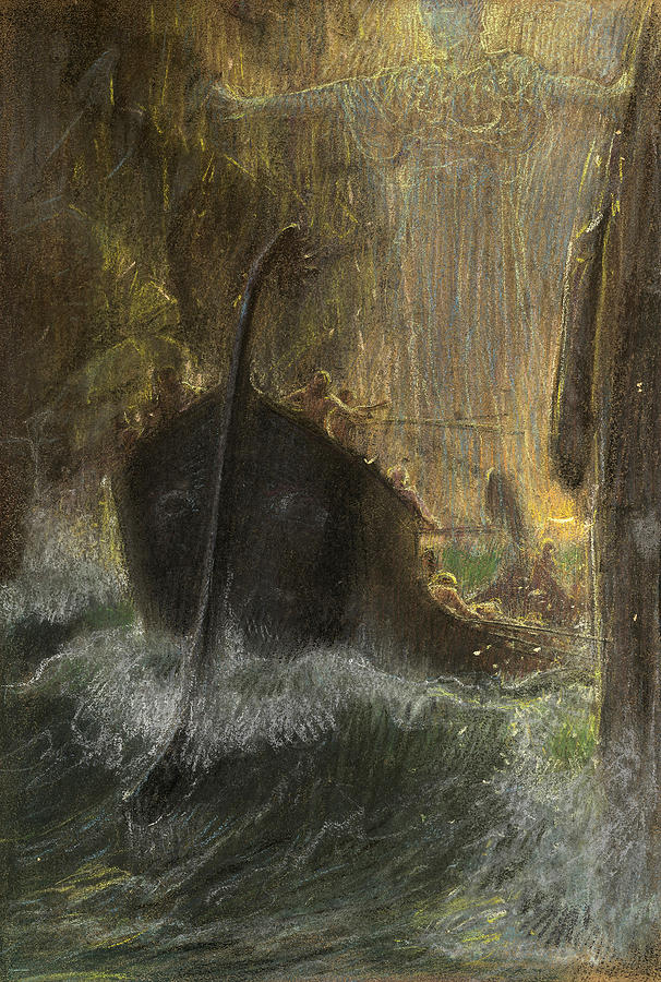 Between Scylla and Charybdis Painting by Adolf Hiremy-Hirschl