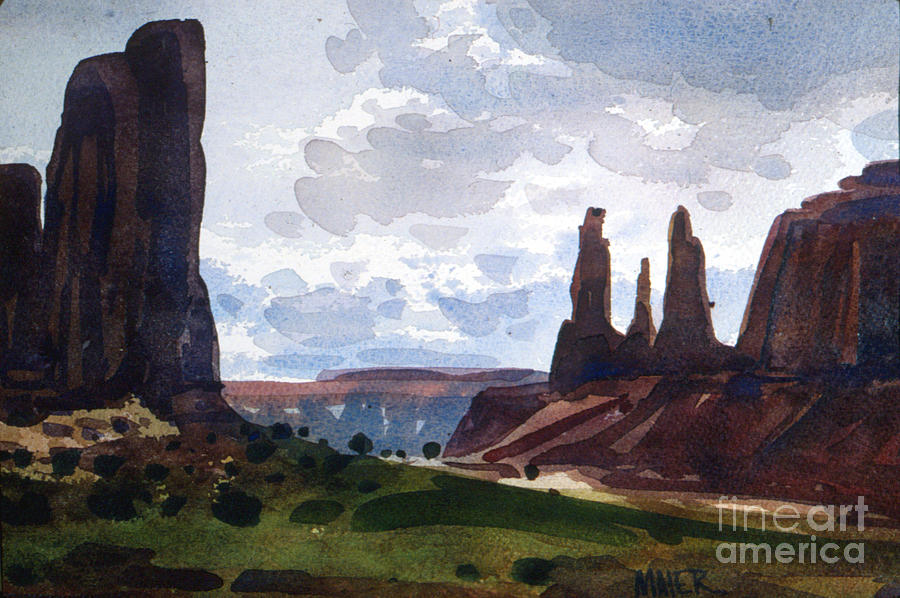 Three Sisters Painting - Between the Buttes by Donald Maier