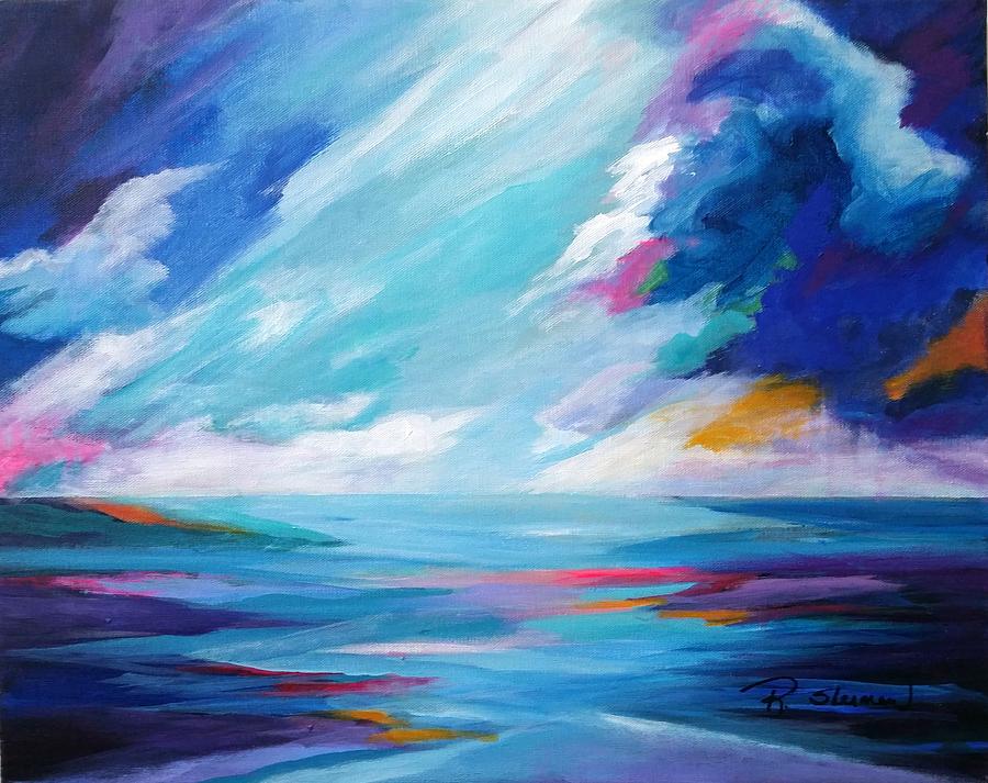 Between the Clouds Painting by Rosie Sherman