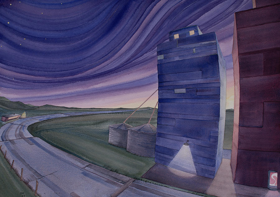 Prairie Painting - Between the Elevators II by Scott Kirby